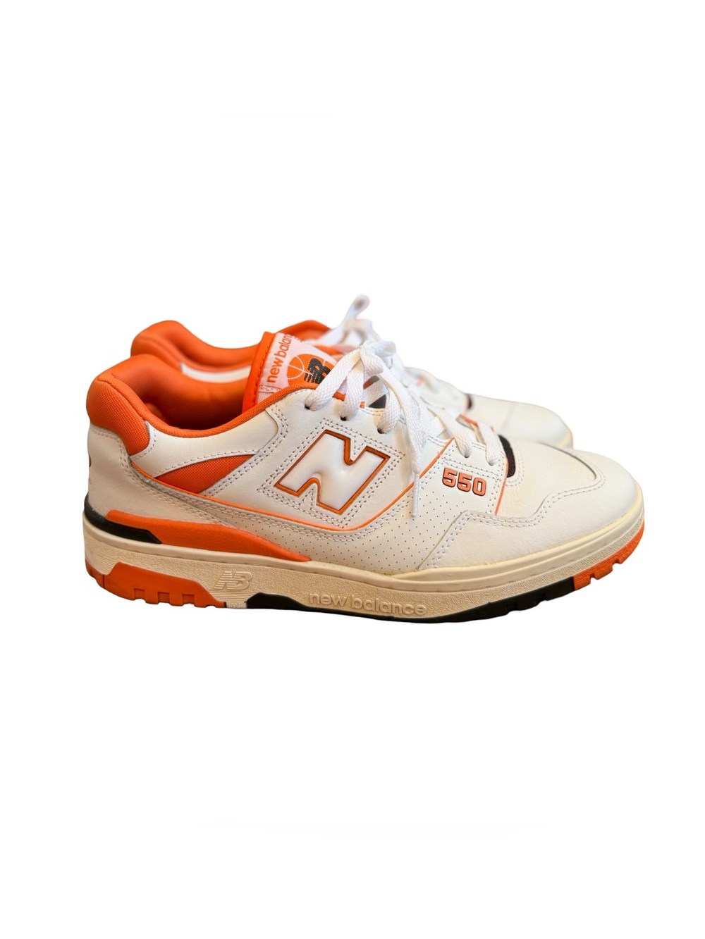 NEW BALANCE 550 - SIZE 10.5 - WHITE / ORANGE